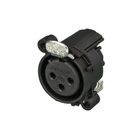 Neutrik NC3FAH1 3 pole female XLR receptacle, grounding: mating connector shell to pin1 and front panel, horizontal PCB mount