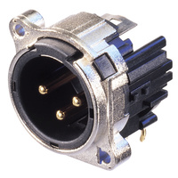 Neutrik NC3MBH 3 pole male XLR receptacle, grounding: separate ground contact to mating connector shell and front panel