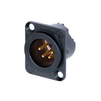 Neutrik NC4MD-LX-B 4-Pole Male XLR Panel Mount - Black and Gold X-Series