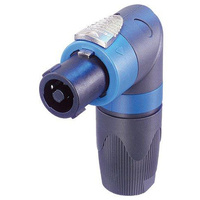 Neutrik NL4FRX 4 pole right-angle cable connector, chuck type strain relief, dark grey bushing