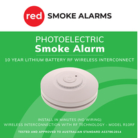 Red Smoke Alarms 10 Year RF Wireless Smoke Alarm