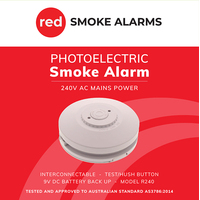 Red Smoke Alarms 240V Smoke Alarm with 9V Battery Backup