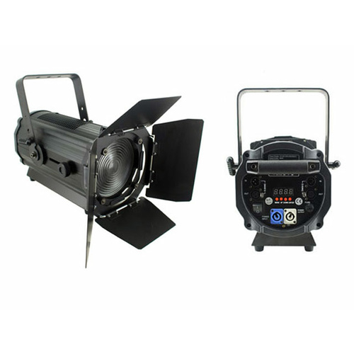 Light Emotion Professional FRES200WA 200w White and Amber LED Fresnel with Barn Doors - set your own colour temperature. 15-55 degree zoom