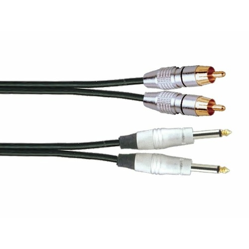 2 x TS-M 6.35mm Jack to 2 x RCA-M Signal Lead (3m)
