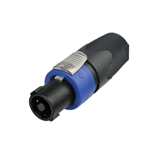 Neutrik NL4FX 4 pole cable connector, chuck type strain relief, dark grey bushing