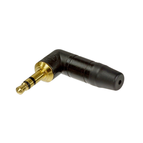 Neutrik NTP3RC-B 3 pole 3.5 mm audio plug, solder termination, chuck type strain relief, bushing, black housing, gold contacts